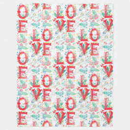 Bloemenliefde belettering - naadloos patroon 1 fleece deken