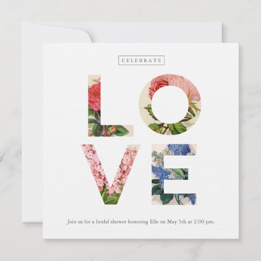  bloemenliefde bruids doucheuitnodiging kaart (Voorkant)