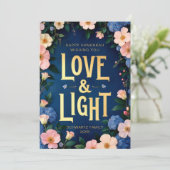 Bloemenliefde en lichte Chanoeka Kaart (Staand voorkant)