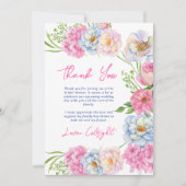 Bloemenliefde in bloei roze zomer vrijgezellenfees bedankkaart (Voorkant)