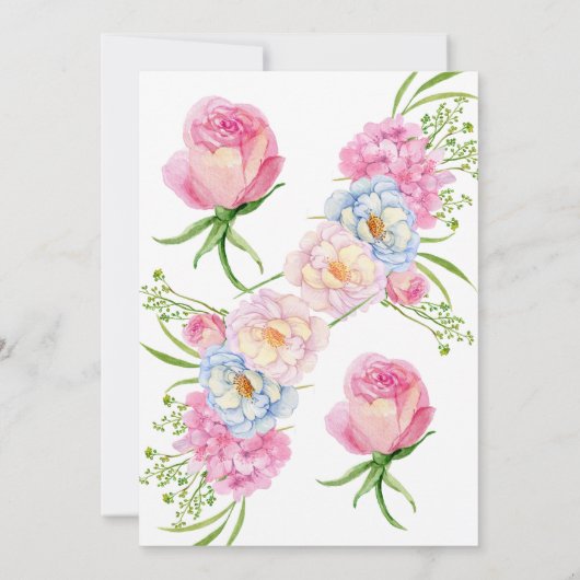 Bloemenliefde in bloei roze zomer vrijgezellenfees bedankkaart (Achterkant)