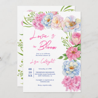 Bloemenliefde in bloei roze zomer vrijgezellenfees kaart