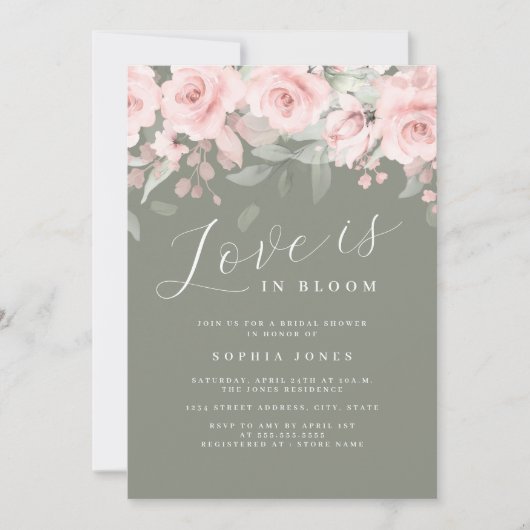 Bloemenliefde is in Bloom Blush Sage Vrijgezellenf Kaart (Voorkant)