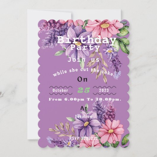 Bloemenliefhebber's verjaardag Uitnodiging (Voorkant)