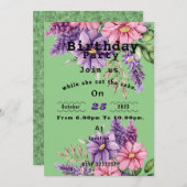 Bloemenliefhebber's verjaardag Uitnodiging (Voorkant / Achterkant)