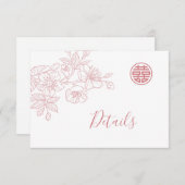 Bloemenlijn Art Blush Chinese bruiloft Details Informatiekaartje (Voorkant / Achterkant)