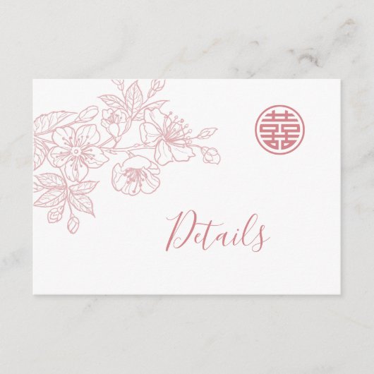 Bloemenlijn Art Blush Chinese bruiloft Details Informatiekaartje (Voorkant)