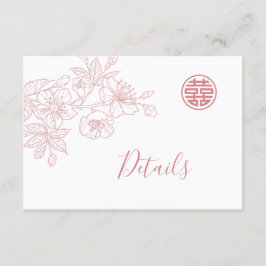 Bloemenlijn Art Blush Chinese bruiloft Details Informatiekaartje