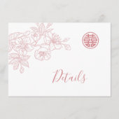 Bloemenlijn Art Blush Chinese bruiloft Details Informatiekaartje (Voorkant)