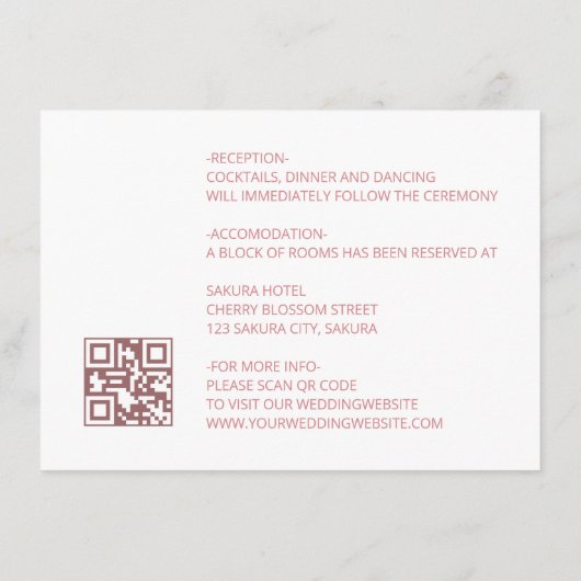 Bloemenlijn Art Blush Chinese bruiloft Details Informatiekaartje (Achterkant)