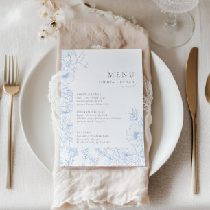 Bloemenlijn Art Franse blauwe bruiloft Menu