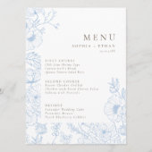 Bloemenlijn Art Franse blauwe bruiloft Menu (Voorkant)