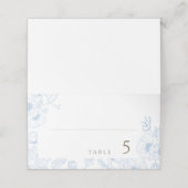 Bloemenlijn Art Franse blauwe bruiloft Plaatskaartje (Buitenkant ongevouwen)