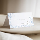 Bloemenlijn Art Franse blauwe bruiloft Plaatskaartje