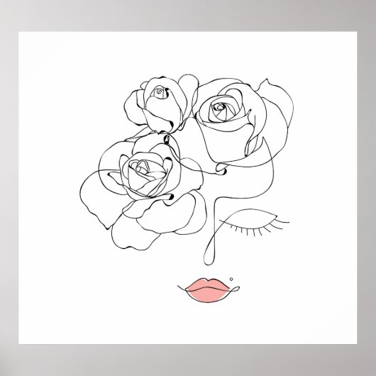 Bloemenlijn Art: Minimal Woman. Poster (Voorkant)