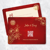 Bloemenlijn Art RSVP Chinese bruiloft Kaart