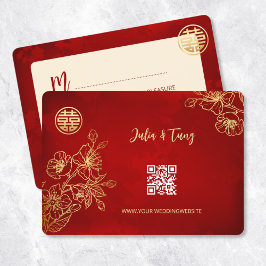 Bloemenlijn Art RSVP Chinese bruiloft Kaart