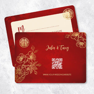 Bloemenlijn Art RSVP Chinese bruiloft Kaart