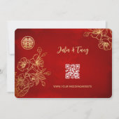 Bloemenlijn Art RSVP Chinese bruiloft Kaart (Achterkant)
