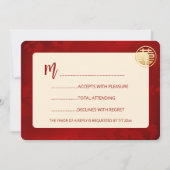 Bloemenlijn Art RSVP Chinese bruiloft Kaart (Voorkant)