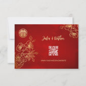 Bloemenlijn Art RSVP Chinese bruiloft Kaartje (Achterkant)