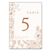 Bloemenlijn Art Terracotta Bruiloft Kaart (Voorkant)