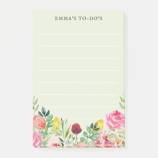 Bloemenlijn gepersonaliseerd om lijstnotities te m post-it® notes (Voorkant)