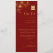 Bloemenlijn kersenbloesem Chinees bruiloft rood Menu (Voorkant)