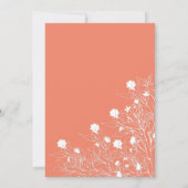 Bloemenlijn Kunst Wit en Zalm Bruiloft Kaart (Achterkant)