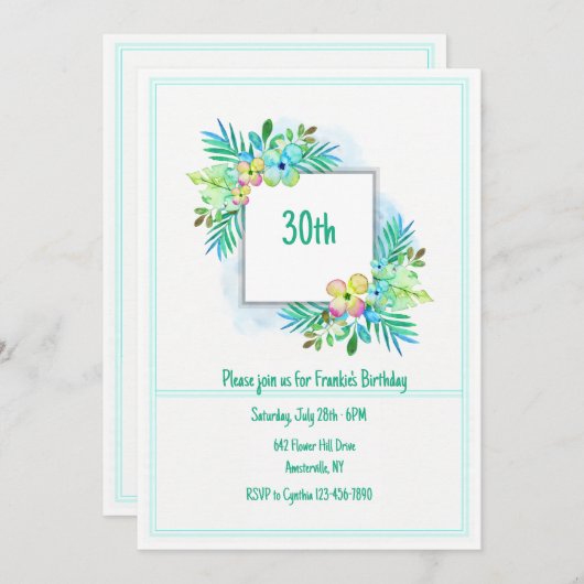 Bloemenlijst Uitnodiging (Voorkant / Achterkant)