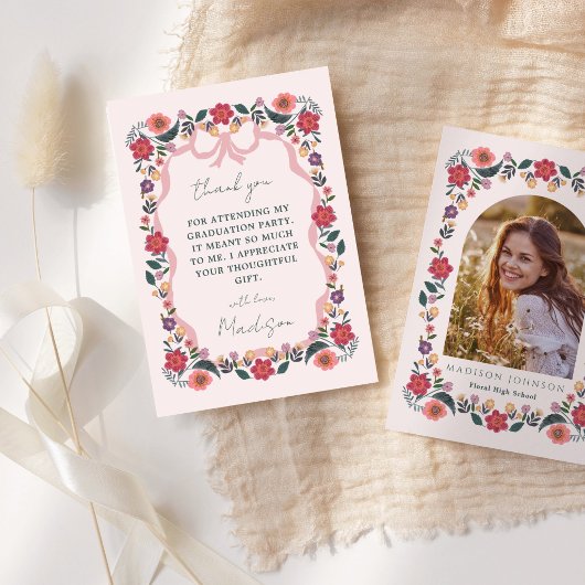 Bloemenlint afstudeercadeau foto kaart