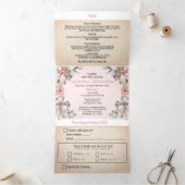 Bloemenlint Driehoekig Trouwuitnodiging met RSVP Drieluik Uitnodiging (Binnen)