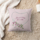 Bloemenlint Hart met Trouwdatum Worp Kussen (Deken)