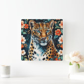  bloemenluipaard vierkante klok (Huis)