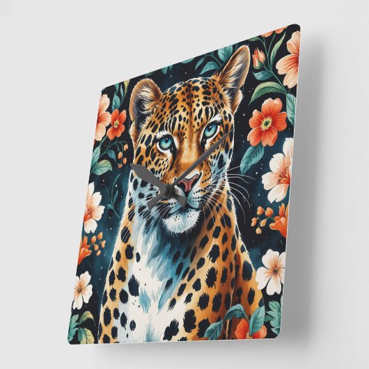  bloemenluipaard vierkante klok (Hoek)