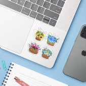 Bloemenmanden Stickers (Laptop met iPhone)