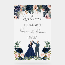 Bloemenmarine blauw acryl Verloving teken Bord