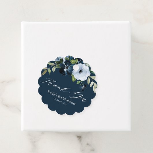 Bloemenmarine blauw vrijgezellenfeest dank u bedankjes labels (In situ)