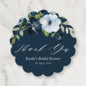 Bloemenmarine blauw vrijgezellenfeest dank u bedankjes labels (Voorkant)