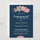 Bloemenmarine en blush verlovingsfeest uitnodigen kaart (Voorkant)