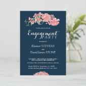 Bloemenmarine en blush verlovingsfeest uitnodigen kaart (Staand voorkant)