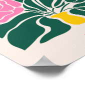 Bloemenmarkt Abstracte Retro Pioen Poster (Hoek)