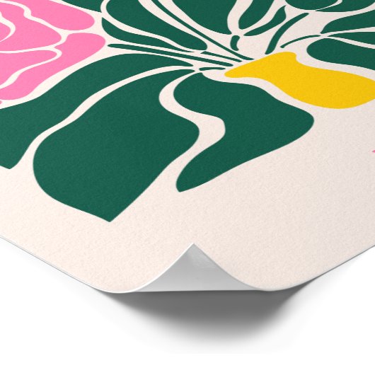 Bloemenmarkt Abstracte Retro Pioen Poster (Hoek)