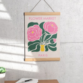 Bloemenmarkt Abstracte Retro Pioen Poster