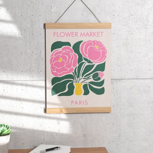Bloemenmarkt Abstracte Retro Pioen Poster