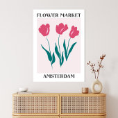 Bloemenmarkt Amsterdam Roze Tulpen Bloemen Canvas Afdruk