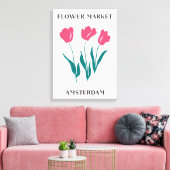 Bloemenmarkt Amsterdam Roze Tulpen Bloemen Canvas Afdruk (Insitu (Woonkamer))