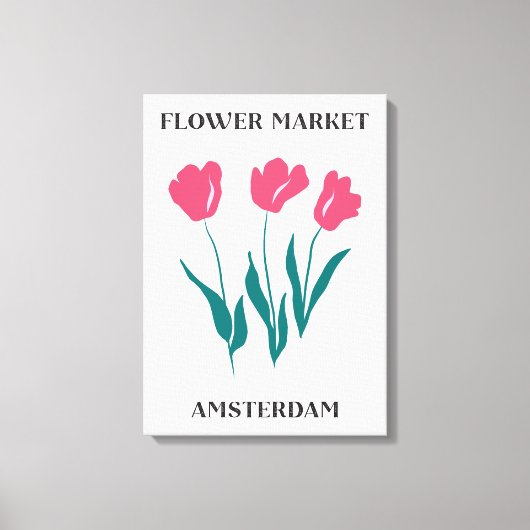 Bloemenmarkt Amsterdam Roze Tulpen Bloemen Canvas Afdruk (Voorkant)