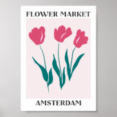 Bloemenmarkt Amsterdam Roze Tulpen Bloemen Poster (Voorkant)