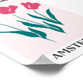 Bloemenmarkt Amsterdam Roze Tulpen Bloemen Poster (Hoek)